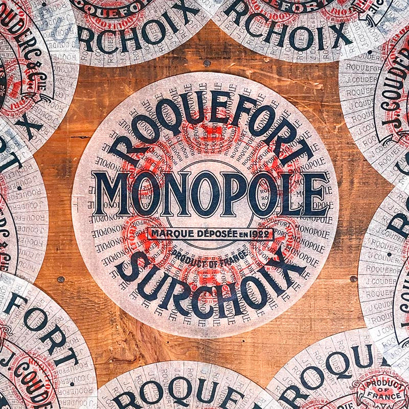 étiquette fromage roquefort surchoix ancienne vintage fromagerie 1920 1930 calque transparent papier très fin monopole 1922