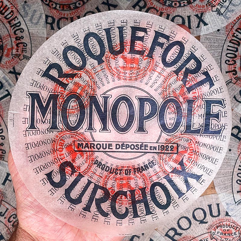 étiquette fromage roquefort surchoix ancienne vintage fromagerie 1920 1930 calque transparent papier très fin monopole 1922
