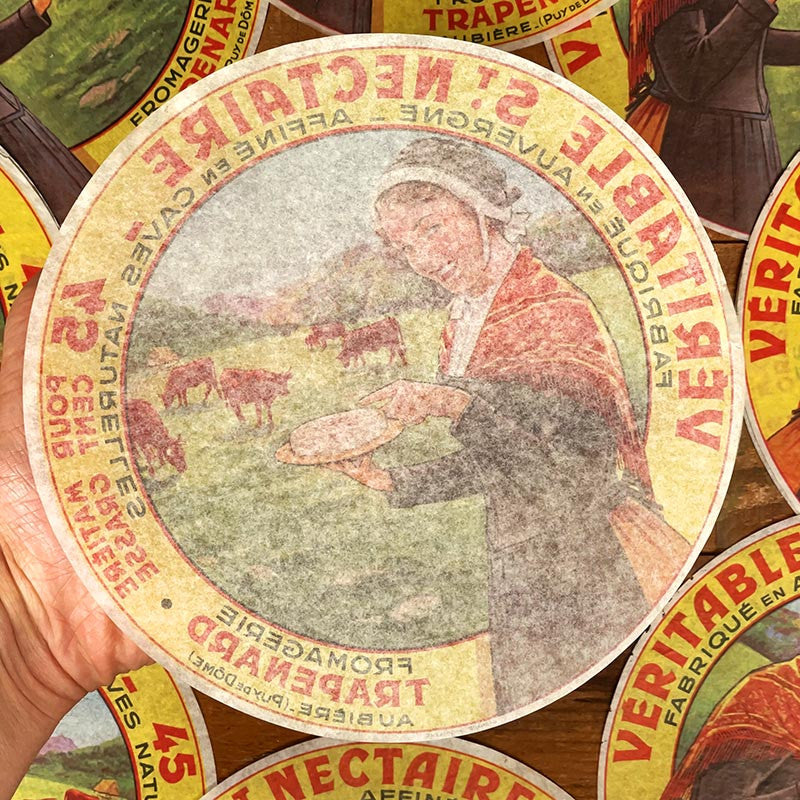 étiquette fromage ancien vintage papier fromagerie 1960 saint nectaire auvergne grande