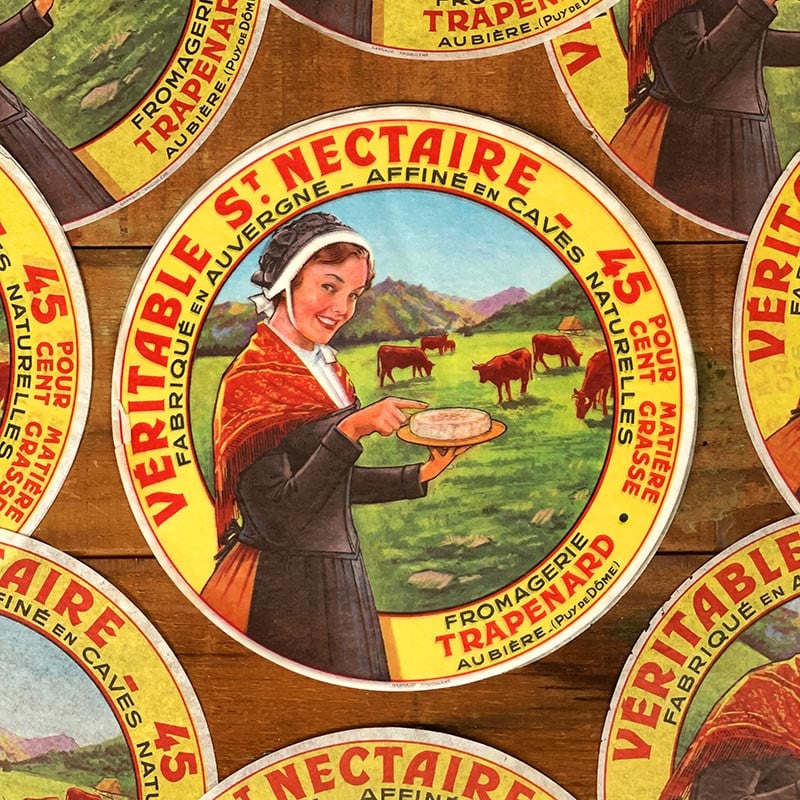 étiquette fromage ancien vintage papier fromagerie 1960 saint nectaire auvergne grande