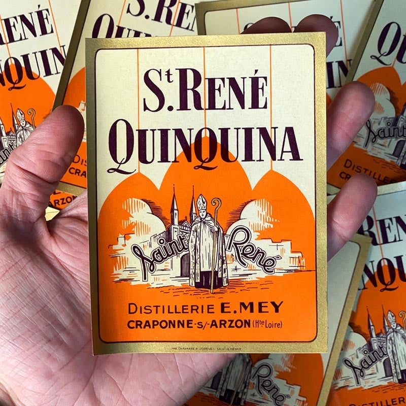étiquette alcool quinquina saint rené 1920 1930 ancien vintage alcool distillerie e mey craponne sur arzon imprimerie collection