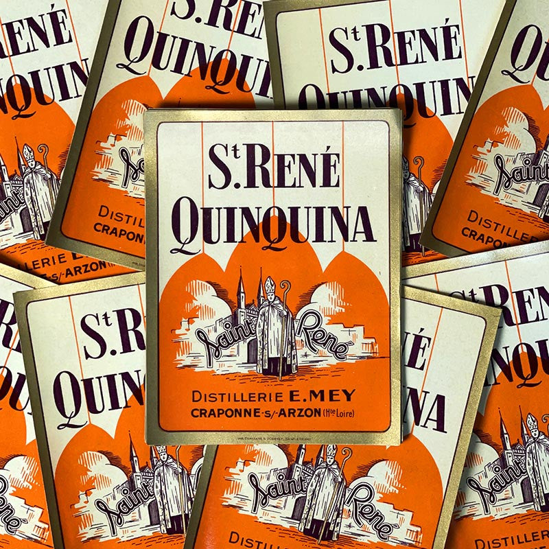 étiquette alcool quinquina saint rené 1920 1930 ancien vintage alcool distillerie e mey craponne sur arzon imprimerie collection