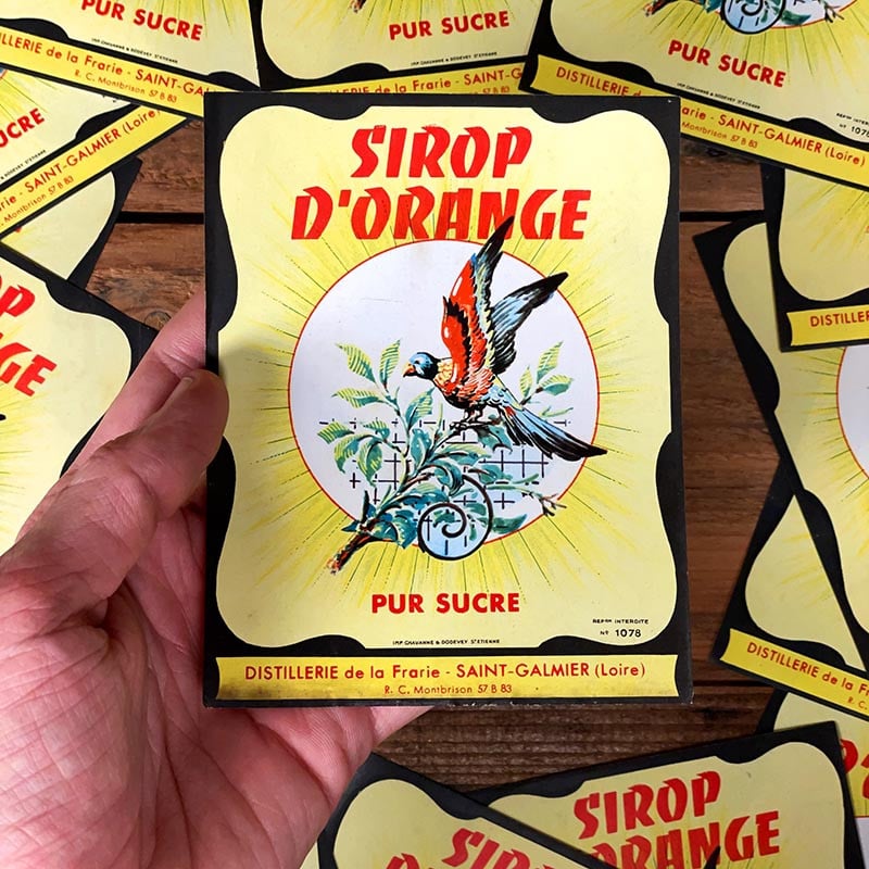 Étiquette Sirop d'Orange 1960