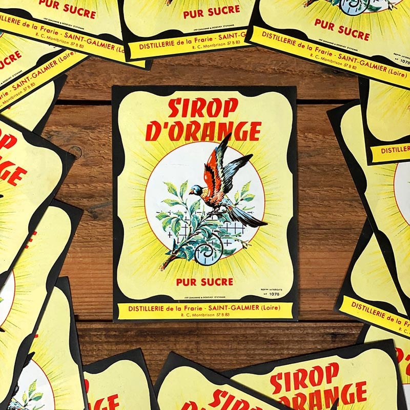 Étiquette Sirop d'Orange 1960