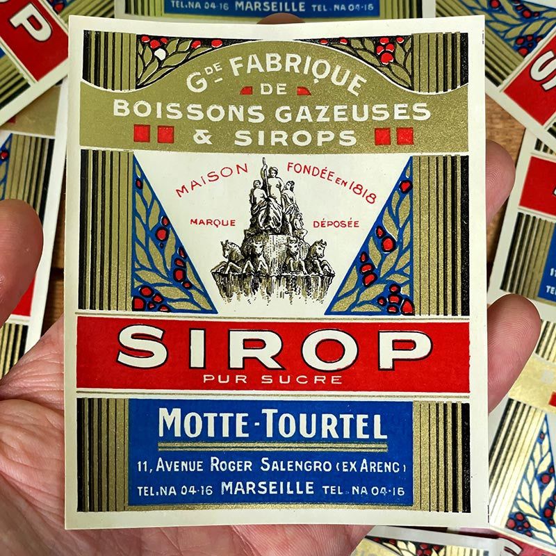 étiquette ancienne de sirop 1930 1940 distillerie motte tourtel marseille