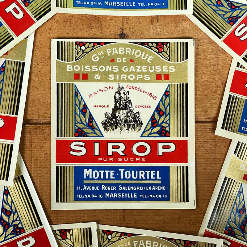 étiquette ancienne de sirop 1930 1940 distillerie motte tourtel marseille