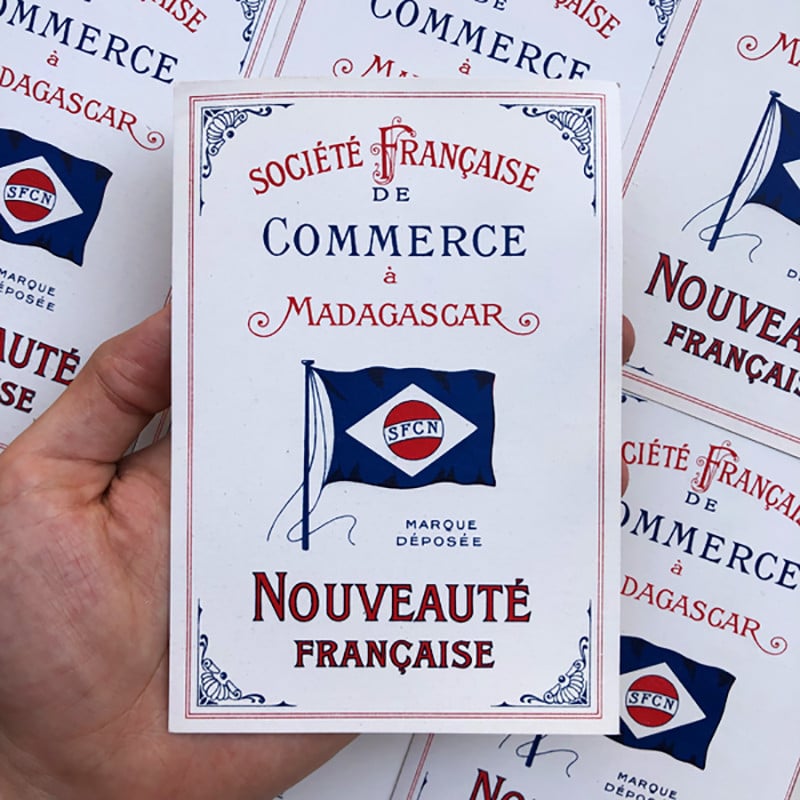 ancien vintage papier société française de commerce à madagascar imprimerie ancienne nouveauté 1900