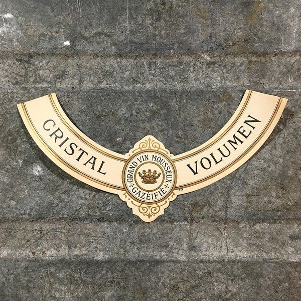 étiquette cristal volumen ancien ancienne vin mousseux champagne 1930 1940 col bouteille dorure