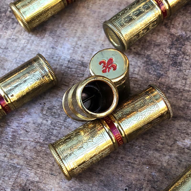 étui rouge à lèvre femme tube coffret métal métallique angelus louis philippe ancien ancienne vintage 1950 1960 beauté