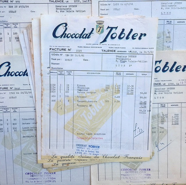 facture épicerie bon de livraison ancien ancienne papier stock vintage 1960 chocolat tobler