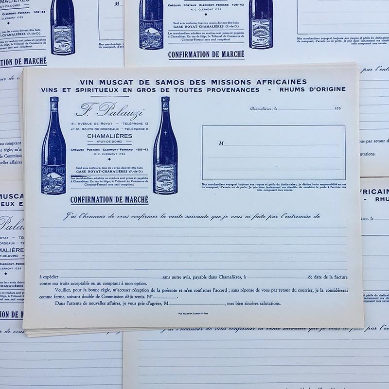 facture papier vin muscat de samos mission africaine palauzi 1930 vigneron