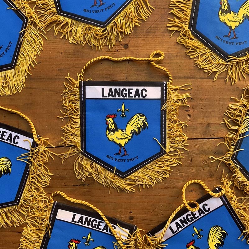 fanion écusson blason ville touristique rétroviseur voiture langeac auvergne haute loire 43300 1990 1980 coq
