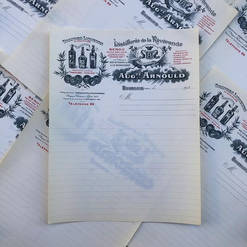 Feuille "Distillerie de la Révérande" 1930