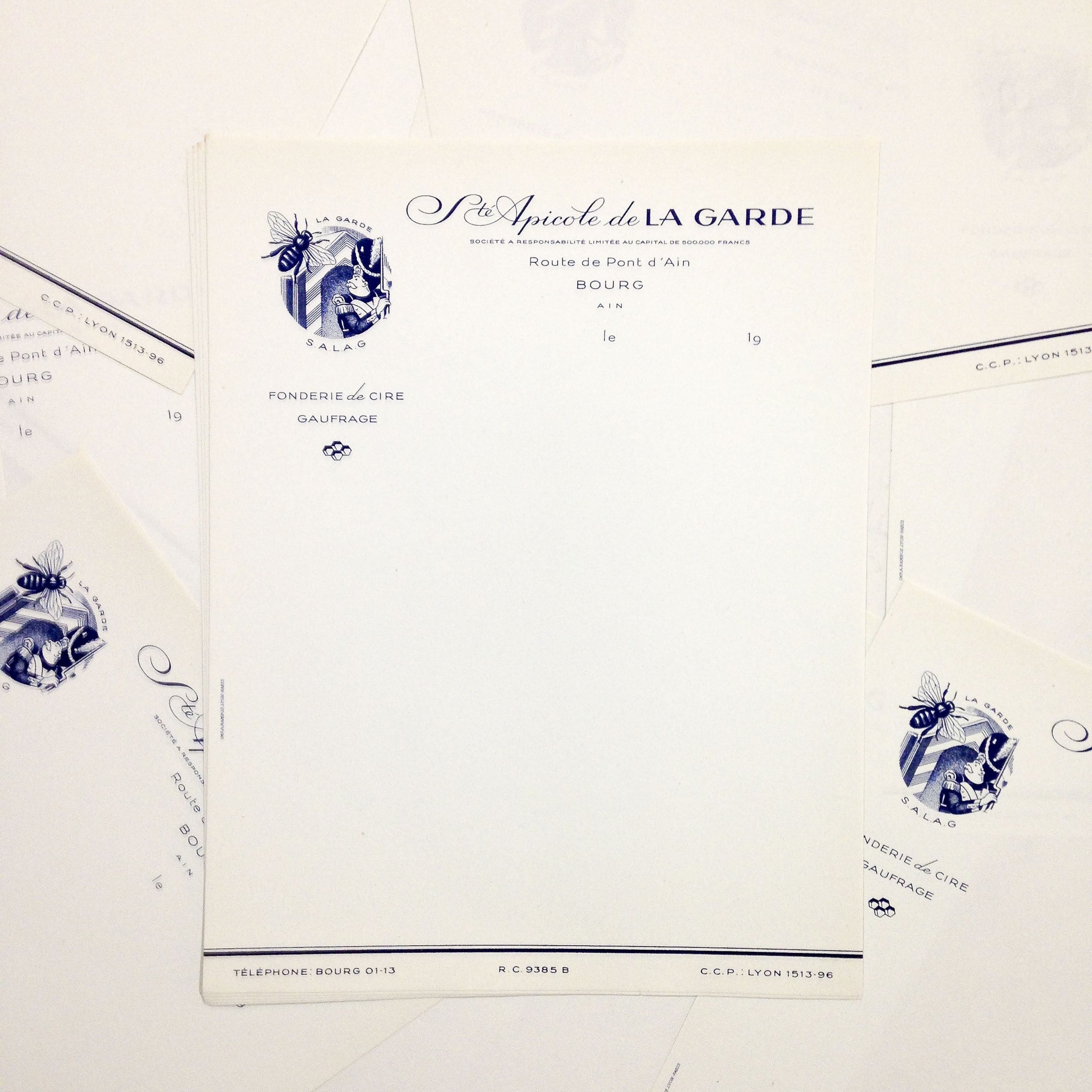 société apicole de la garde ancien vintage papier abeille cire imprimerie 1930