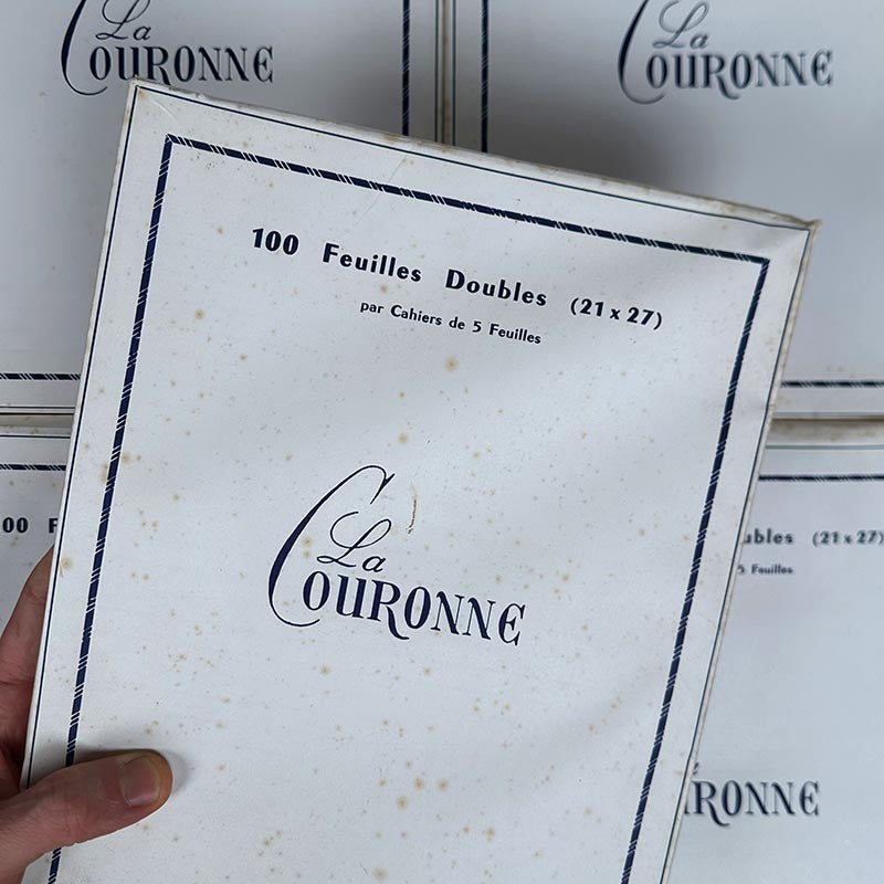 paquet de feuilles doubles de papier la couronne 1950 1960 lignes papeterie ancienne