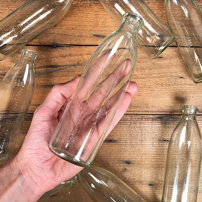 bouteille flacon en verre transparent pyrex 1930 1940 250ml graduation chimie laboratoire ancien