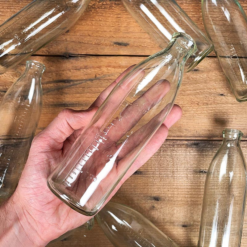 bouteille flacon en verre transparent pyrex 1930 1940 250ml graduation chimie laboratoire ancien
