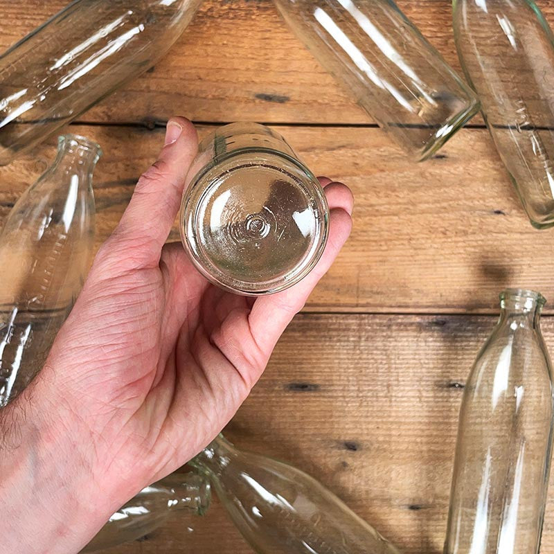 bouteille flacon en verre transparent pyrex 1930 1940 250ml graduation chimie laboratoire ancien