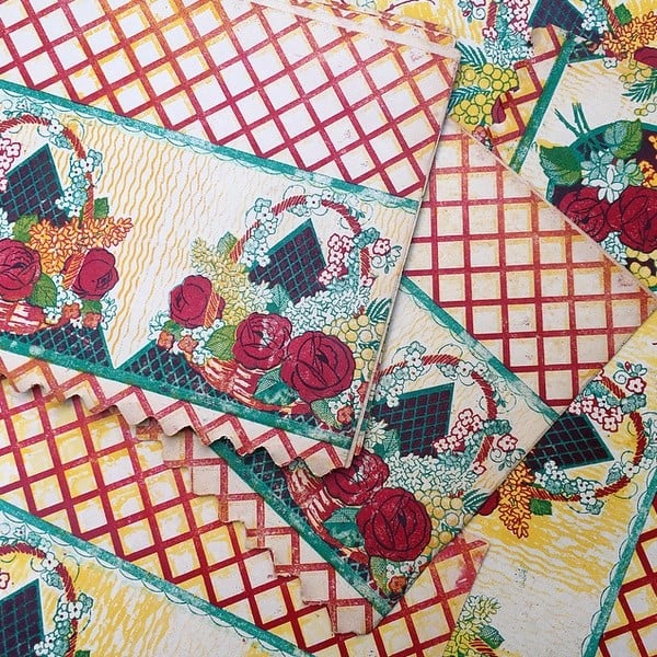 frise en papier floral fleur vintage 1950 1960 cuisine