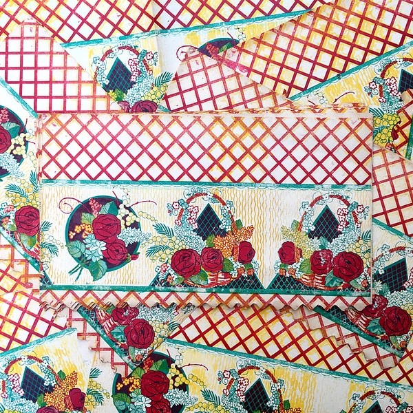frise en papier floral fleur vintage 1950 1960 cuisine