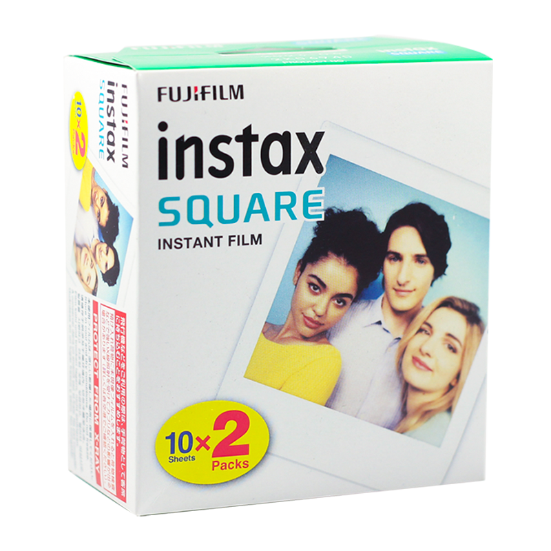 bipack 2 films pellicule fuji instax square instantané couleur bord blanc