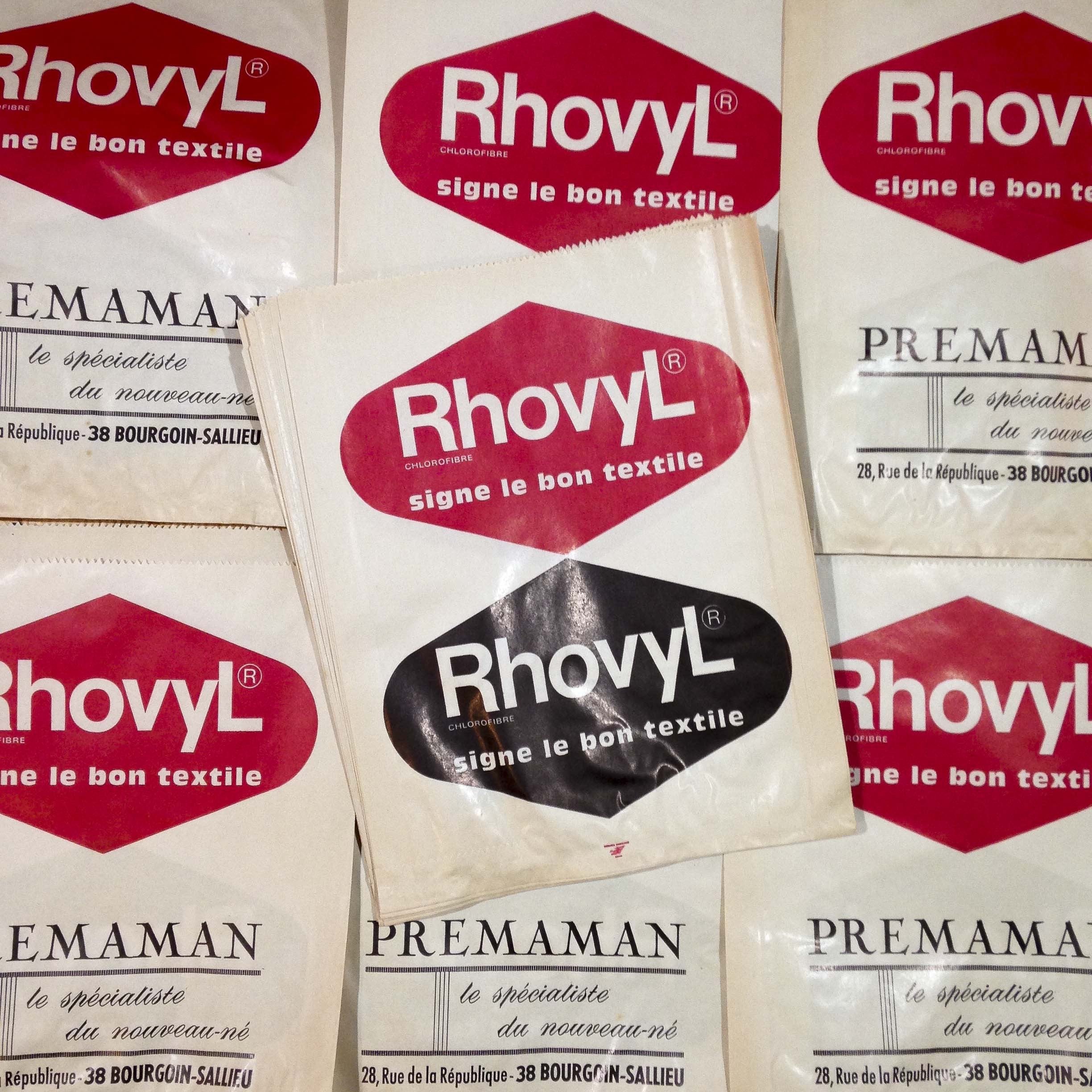 grand sachet papier ancien rhovyl prémaman vintage mercerie 1960