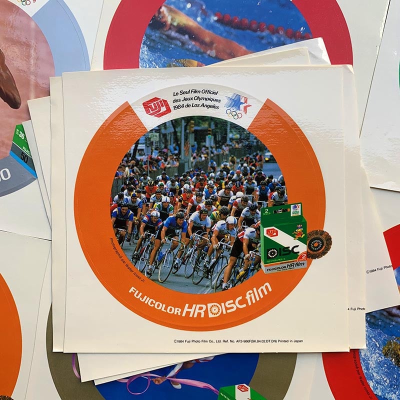 sticker fujifilm fujicolor fuji jeux olympiques jo 1984 los angeles photographe vintage 1980 ancien 1984