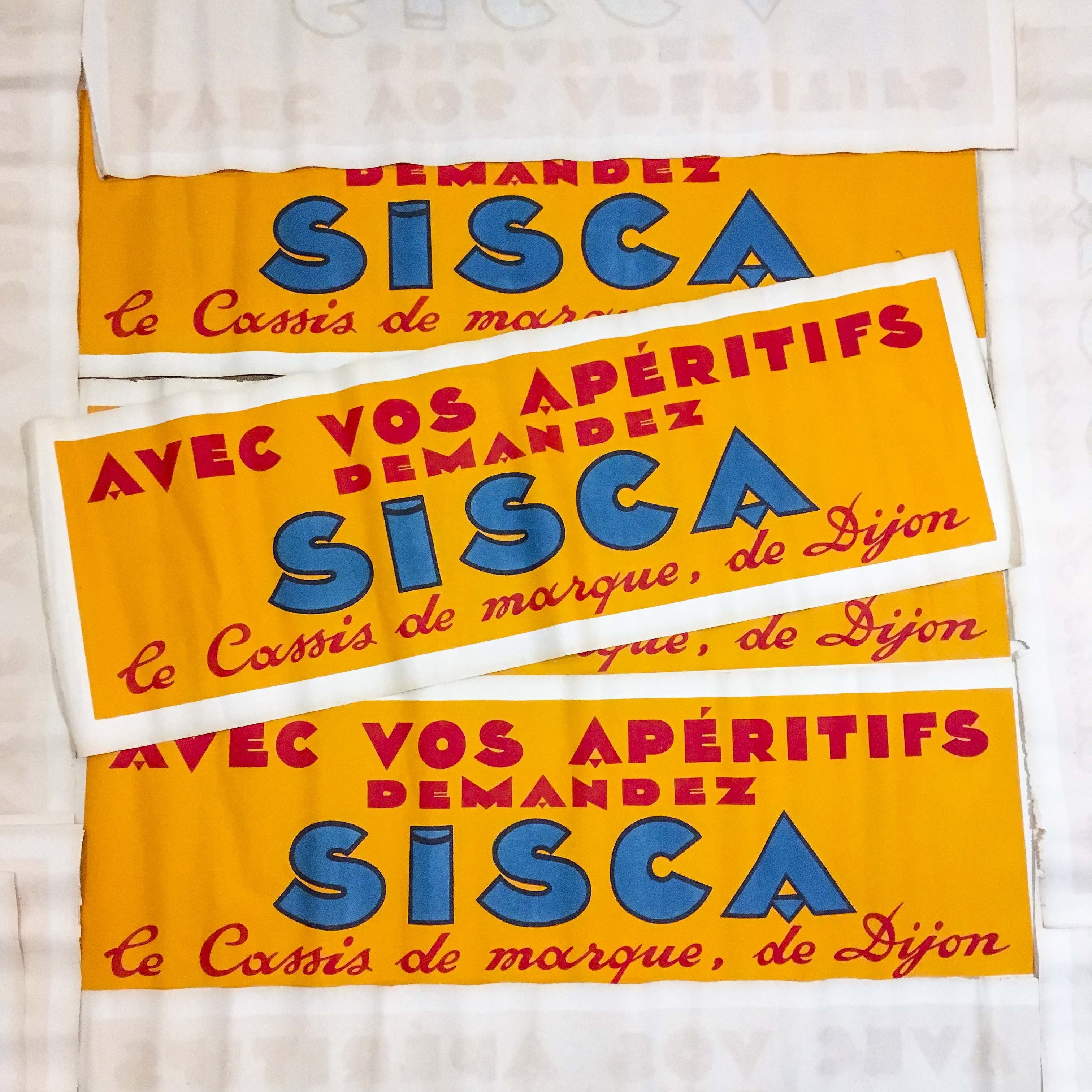 affiche sisca cassis apéritifs bar ancien vintage papier bistrot bar 1930