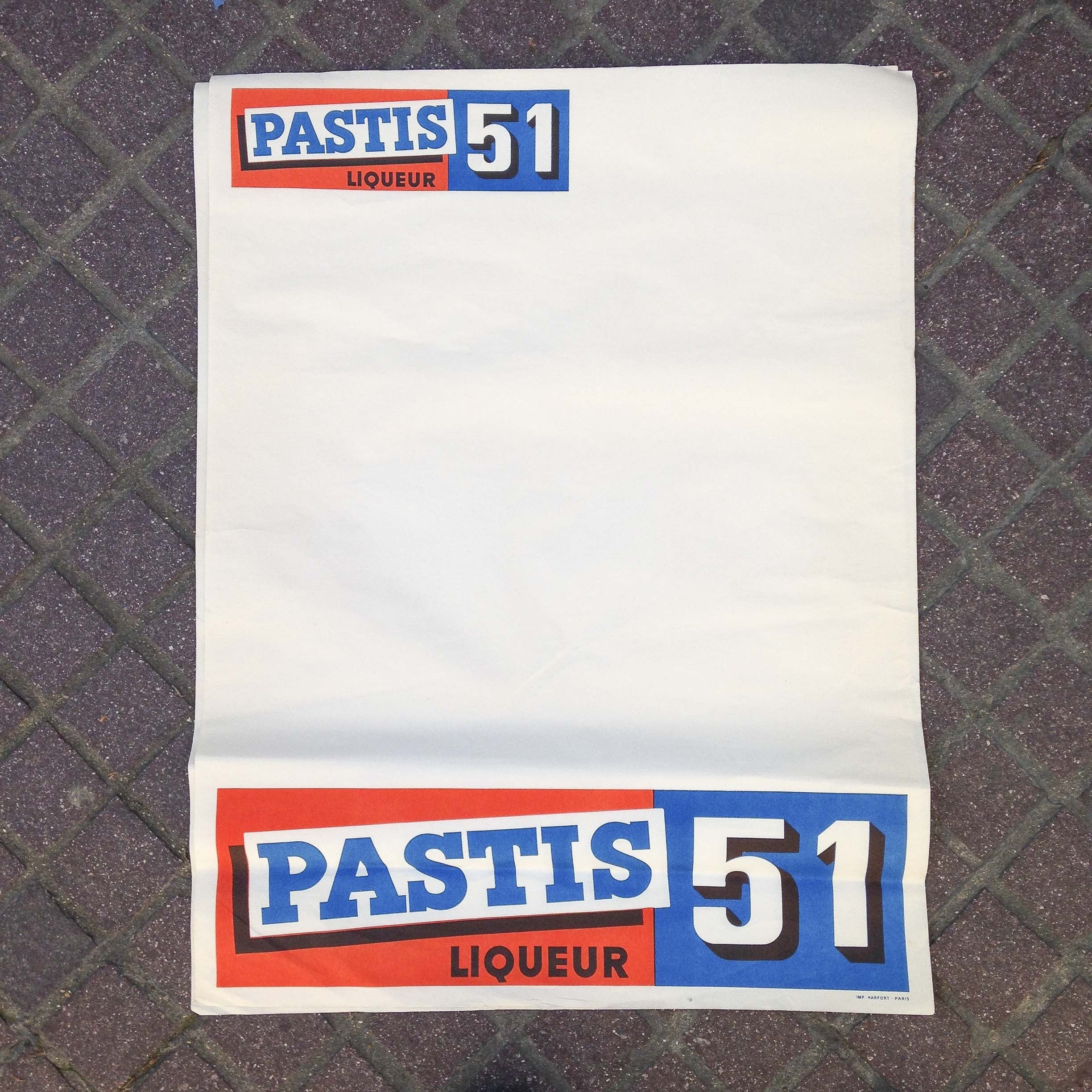 Affiche pastis 51 papier ancien publicitaire vintage bistrot bar alcool 1970