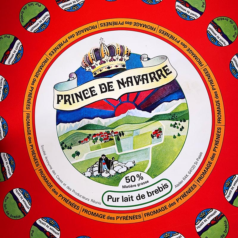emballage étiquette fromage ancien vintage fromagerie 1960 pyrénéfrom pyrénées pur brebis prince de navarre 1970 mauléon