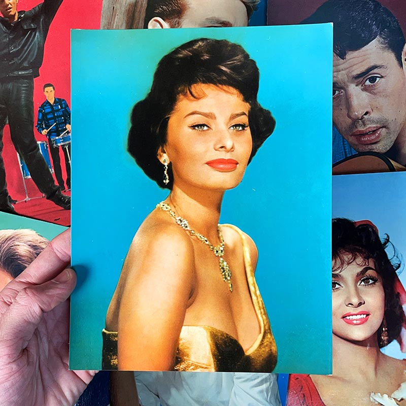 photo grande ancienne vintage vedette star de cinéma américaine hollywood 1950 1960 couleur