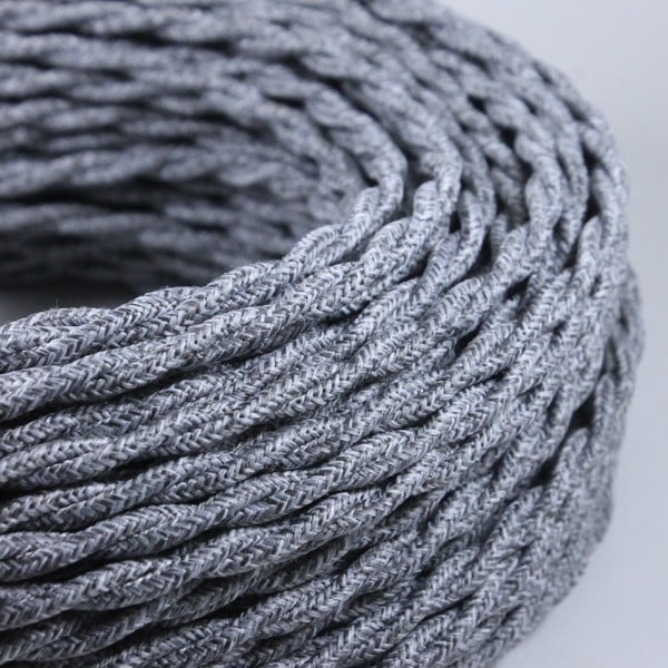 cable electrique couleur fil textile vintage tissu gris jute torsadé coloré lumiere lampe style ancien decoration