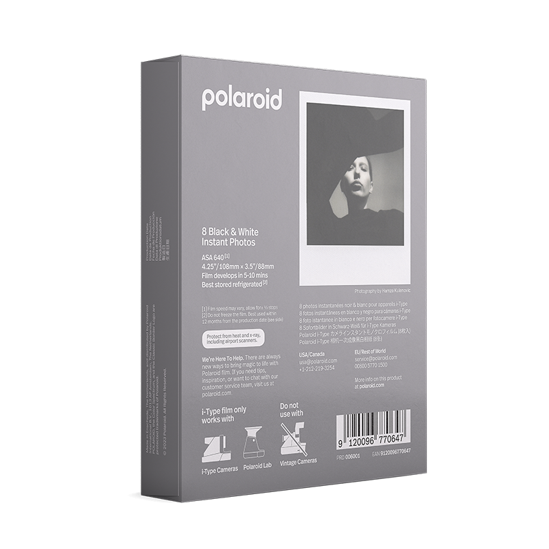pellicule instantanée polaroid i type i-type one step 2 one step plus now noir et blanc bord blanc