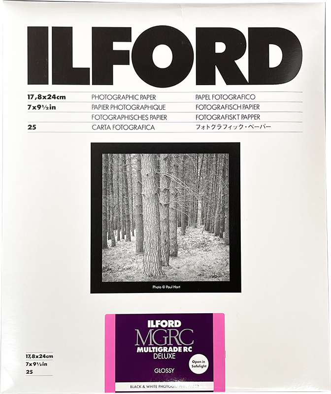 ilford mgrc multigrade brillant 18 24cm 25 feuilles deluxe rc résine couchée tirage papier argentique noir et blanc