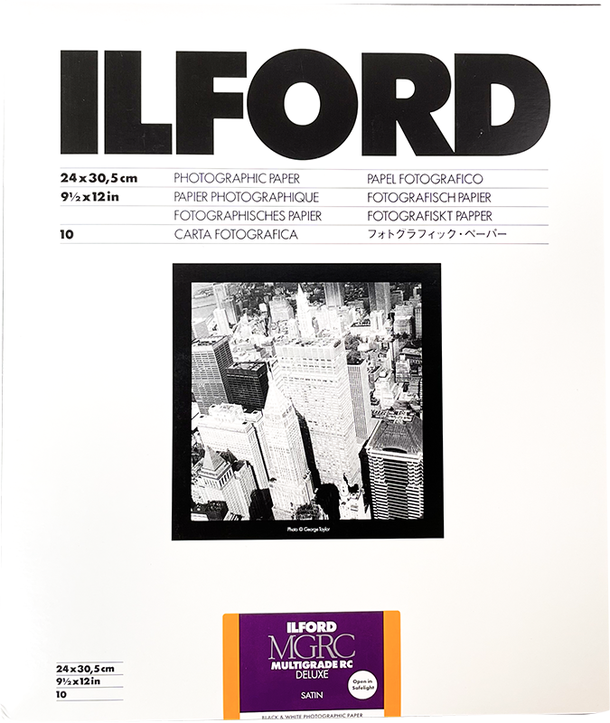 ilford mgrc multigrade satin 24 30cm 10 feuilles deluxe rc résine couchée tirage papier argentique noir et blanc