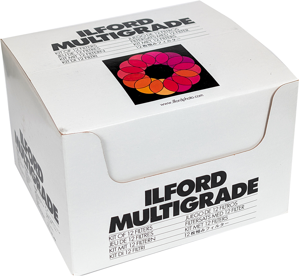 ilford multigrade set 12 filtres papier photo noir et blanc tirage argentique agrandisseur filtre de contraste support
