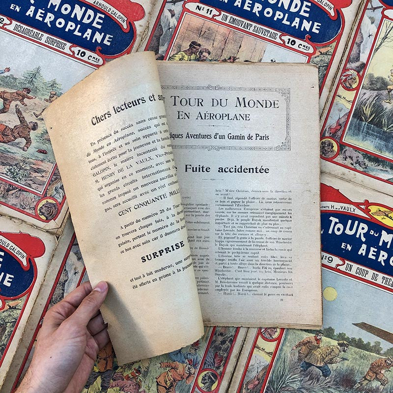 journal littéraire un tour du monde en aeroplane arnould galopin compte h de la vaux ancien vintage exemplaire 1919 1920