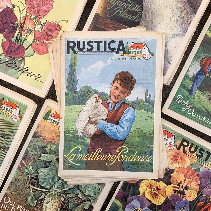 journal revue rustica campagne jardin jardinage ancien vintage papier illustré illustration exemplaire numéro 1950 1954 1955