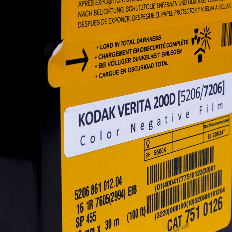 kodak verita 200 200D film pellicule argentique 16mm cinéma ecn ecn-2 couleur négatif caméra 5206 7206