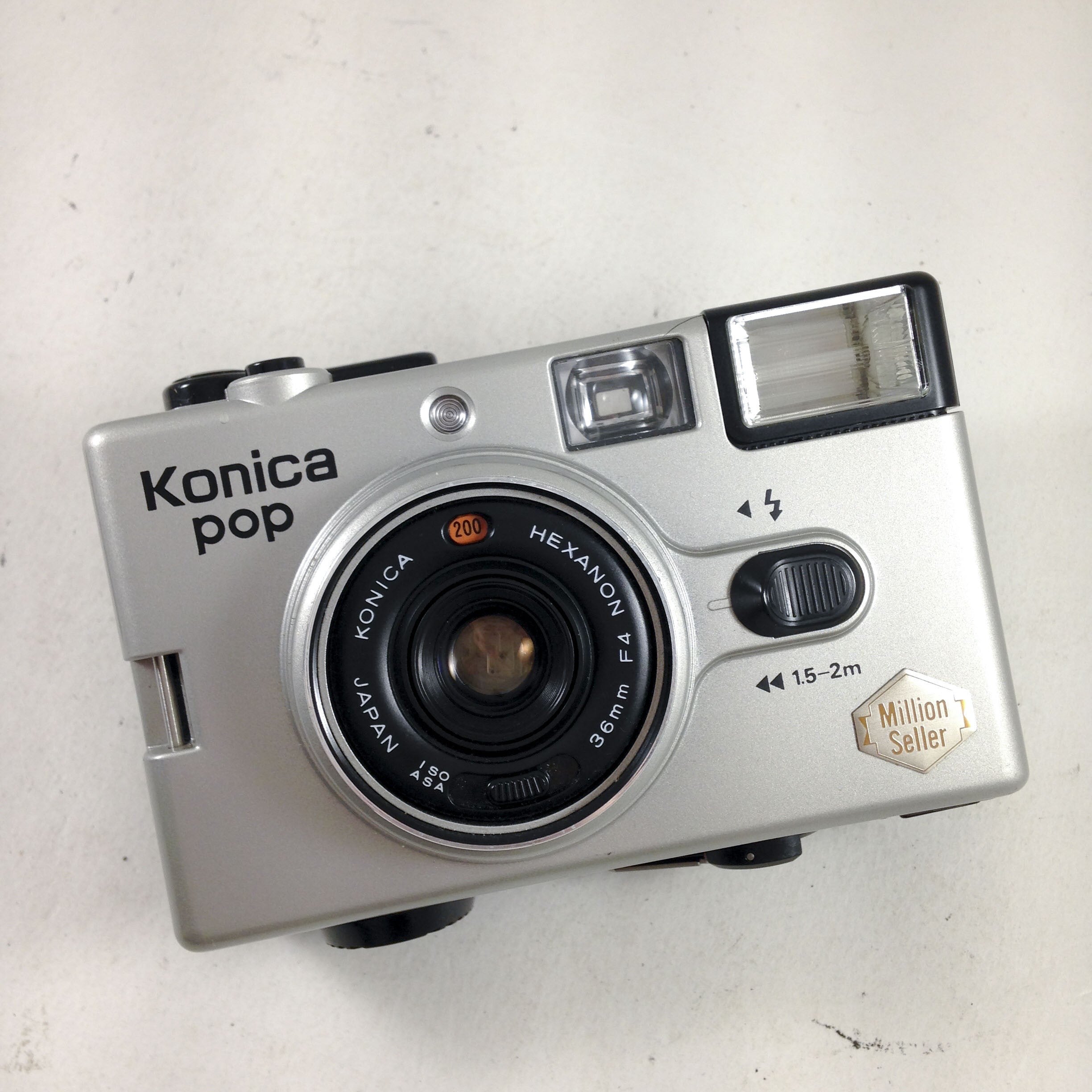 konica pop silver compact hexanon 36mm 4 million seller
