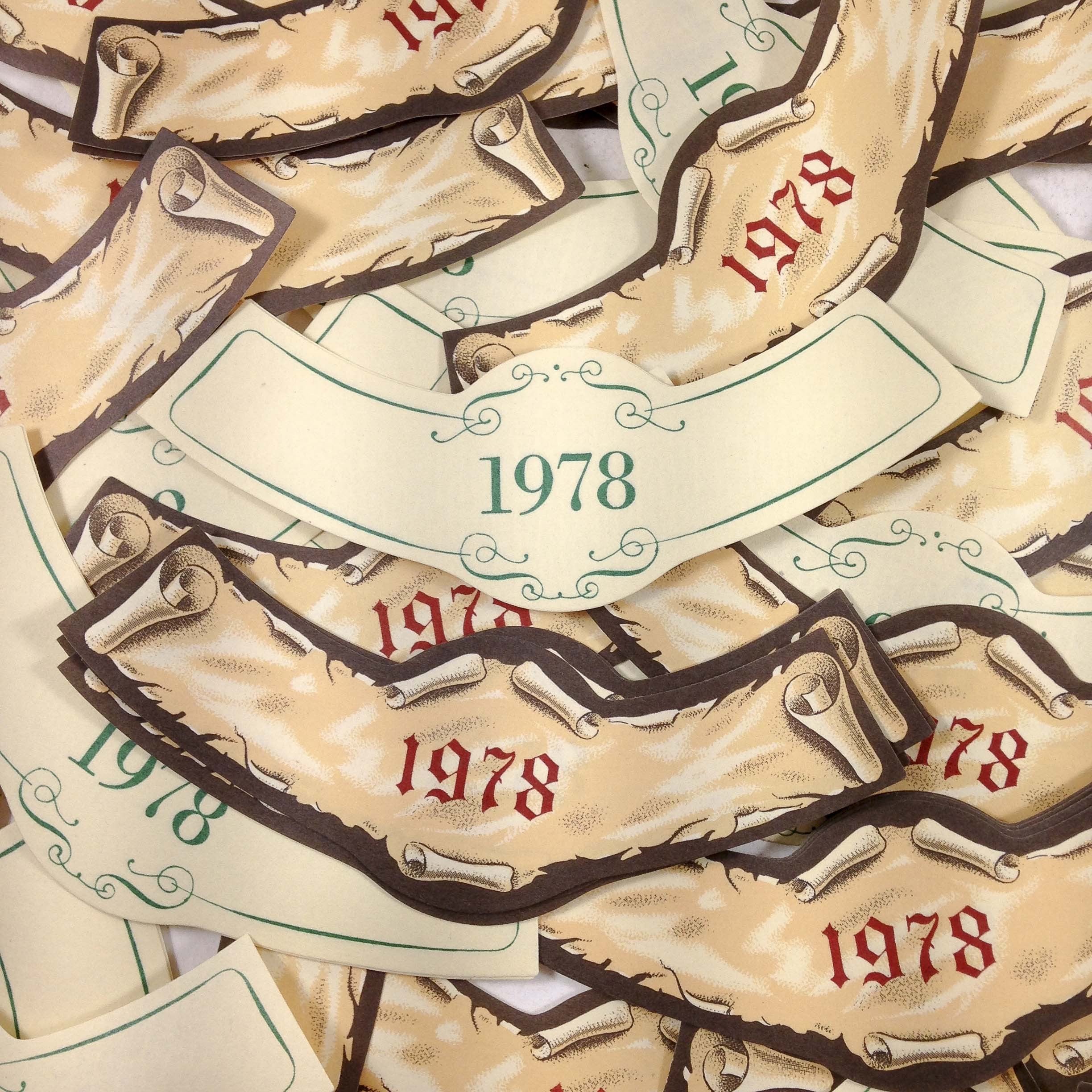 lot étiquette vin ancien vintage papier 3 col bouteille imprimerie 1978
