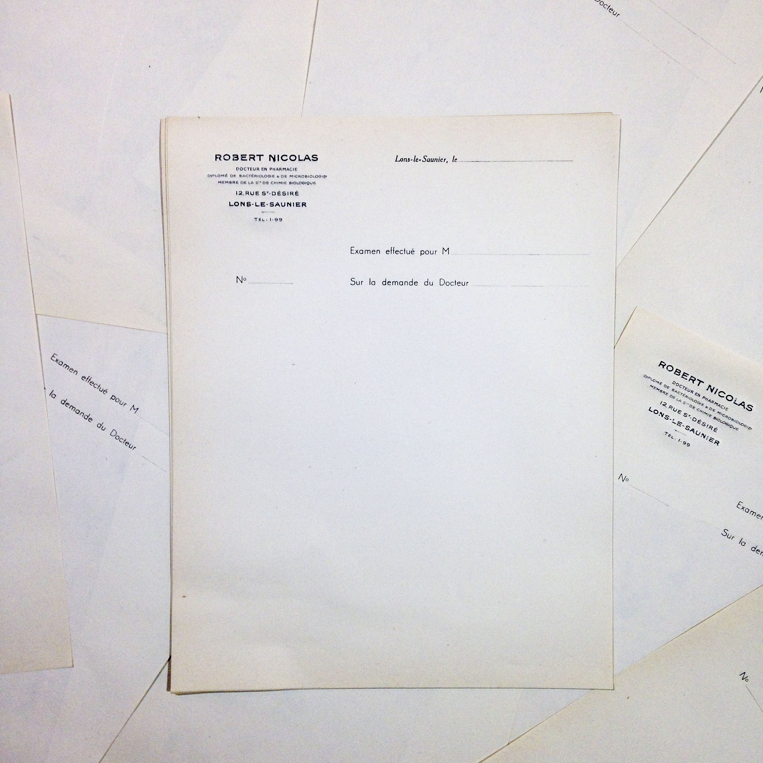 Lot de 5 Feuilles d'Examen Robert Nicolas 1940