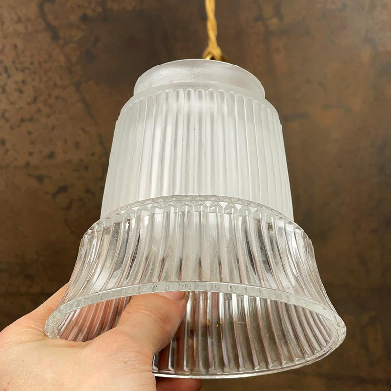 luminaire verre opaline quincaillerie lampe strie tulipe e27 laiton support