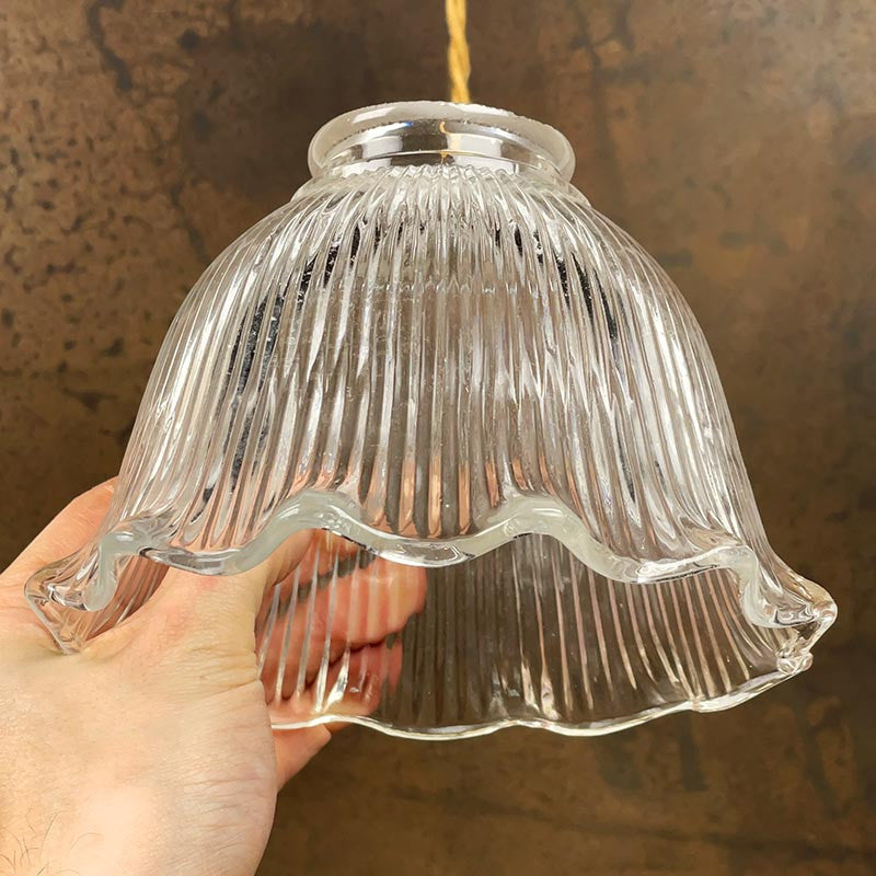 luminaire verre opaline quincaillerie lampe strie tulipe e27 laiton support