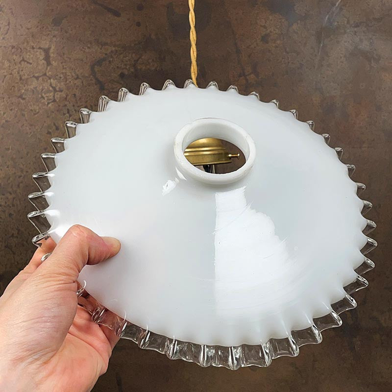 Vintage White Lace Light Fixture 1930