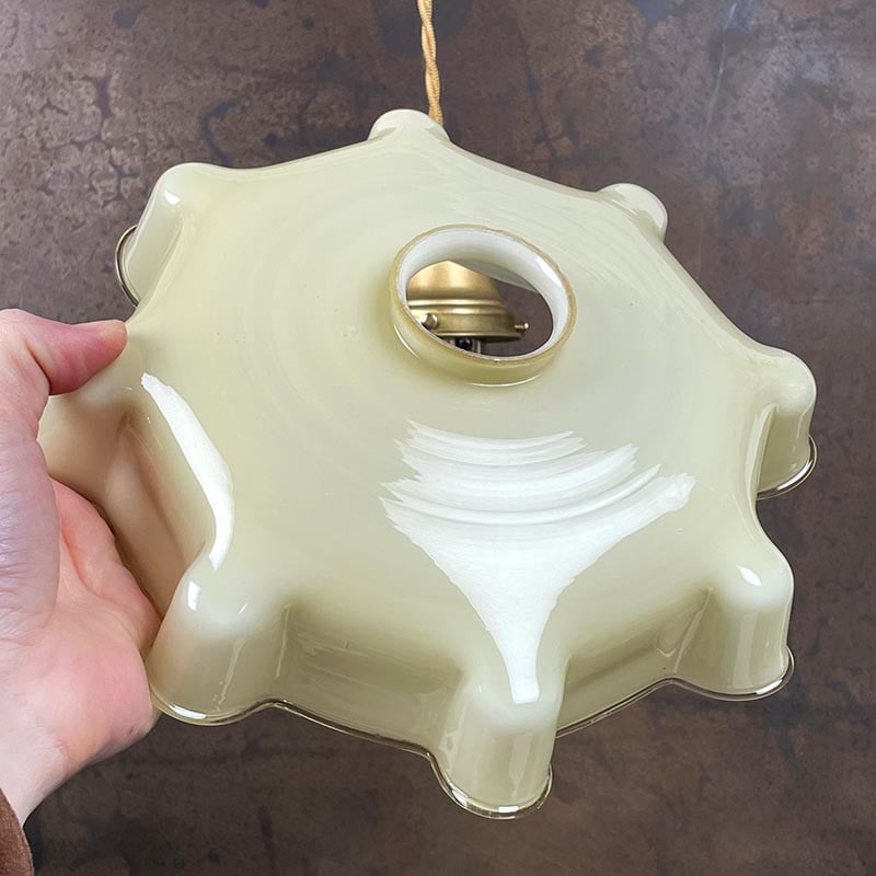 Luminaire Vintage Opaline Drapée 1950
