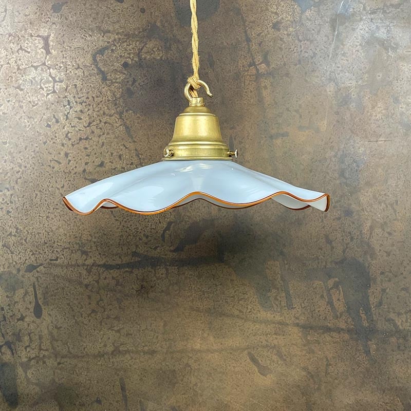 Luminaire Vintage Opaline Drapée Blanche 1950