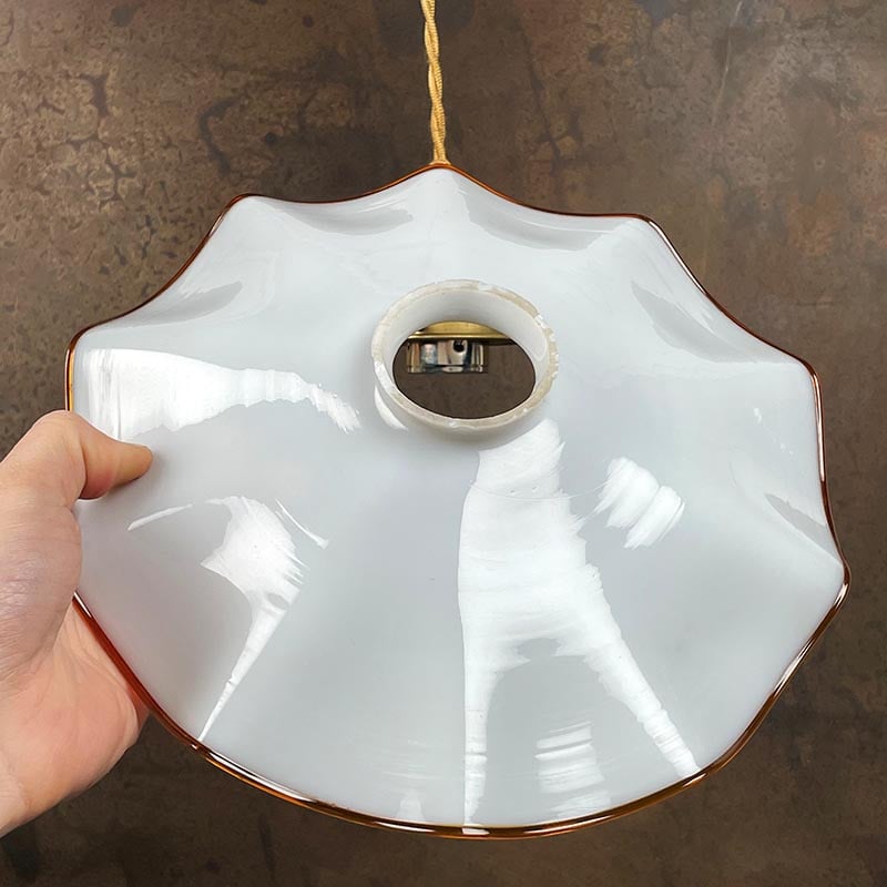 Luminaire Vintage Opaline Drapée Blanche 1950