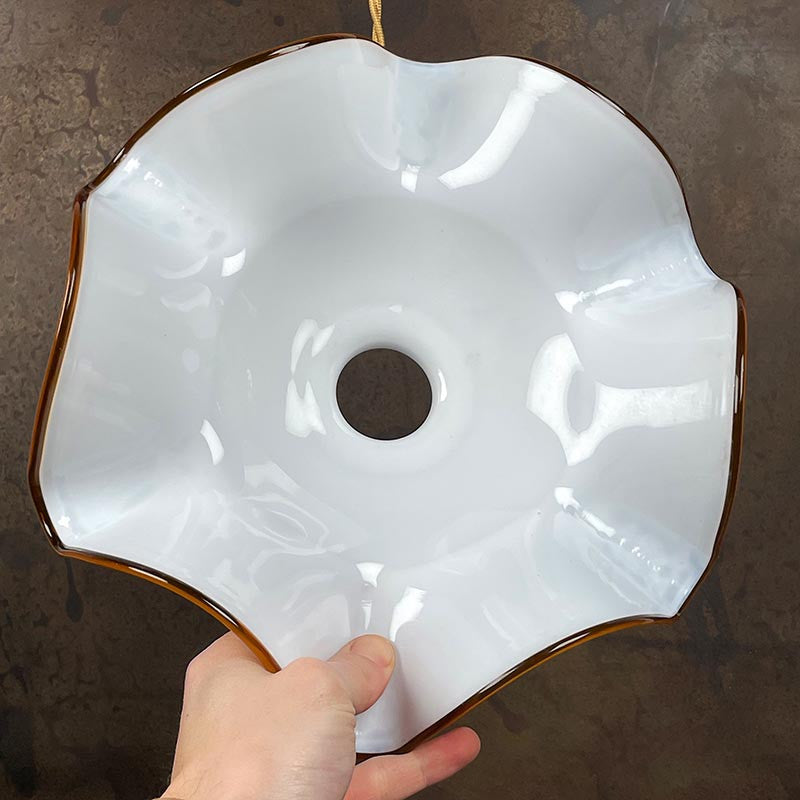 1950s Vintage White Draped Opaline Light Fixture