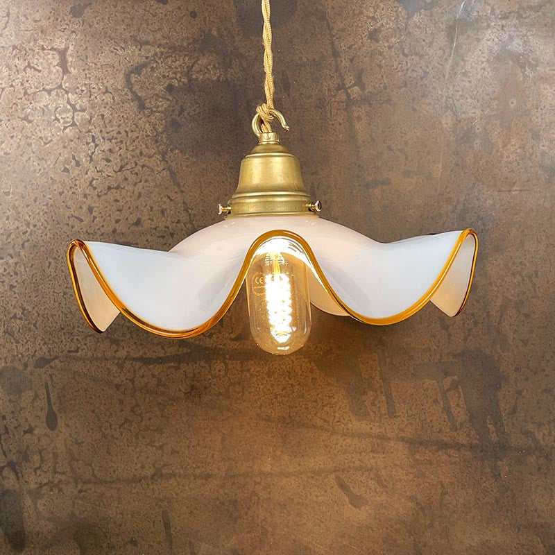 Luminaire Vintage Opaline Drapée Blanche 1950